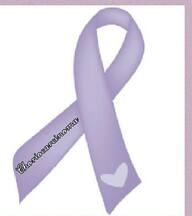 Purple awareness ribbon symbolizing causes such as domestic violence and anti-bullying. Represents support and advocacy efforts.